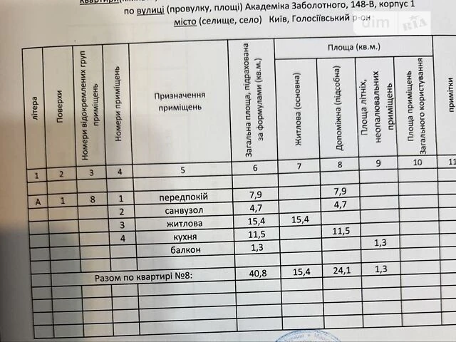 Продаж 1к квартири 40.8 кв. м на вул. Академіка Заболотного