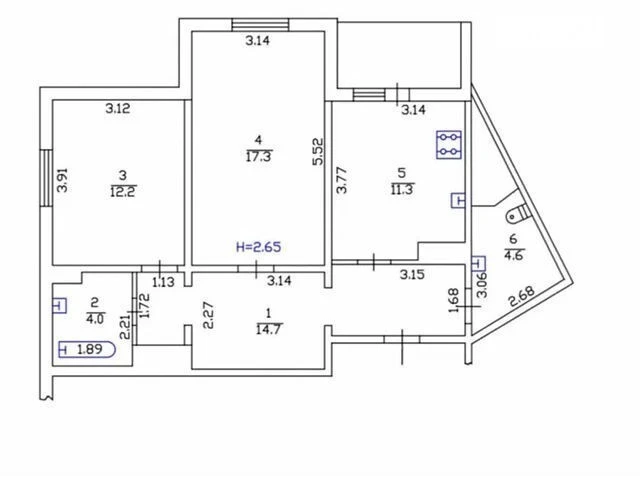 Sale of 2-room apartment 68.7 sq. m. on Myloslavska Street 12 • ID 3