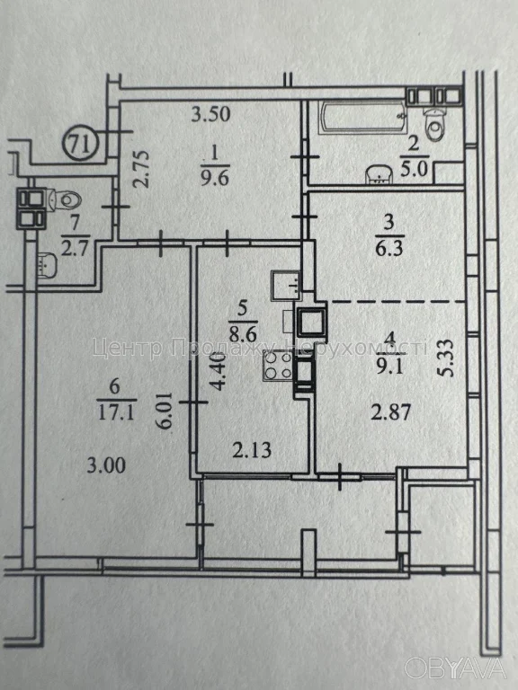2-комнатная квартира, 64.8 м.кв.