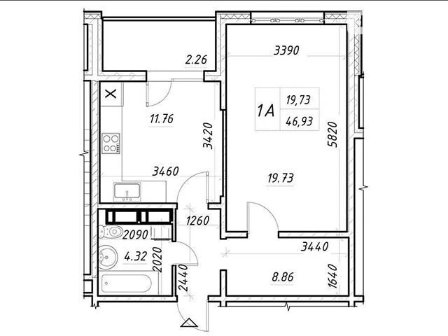 Sale of 1-room apartment 47.1 sq. m. on Sim'i Kulzhenkiv Street 21 •