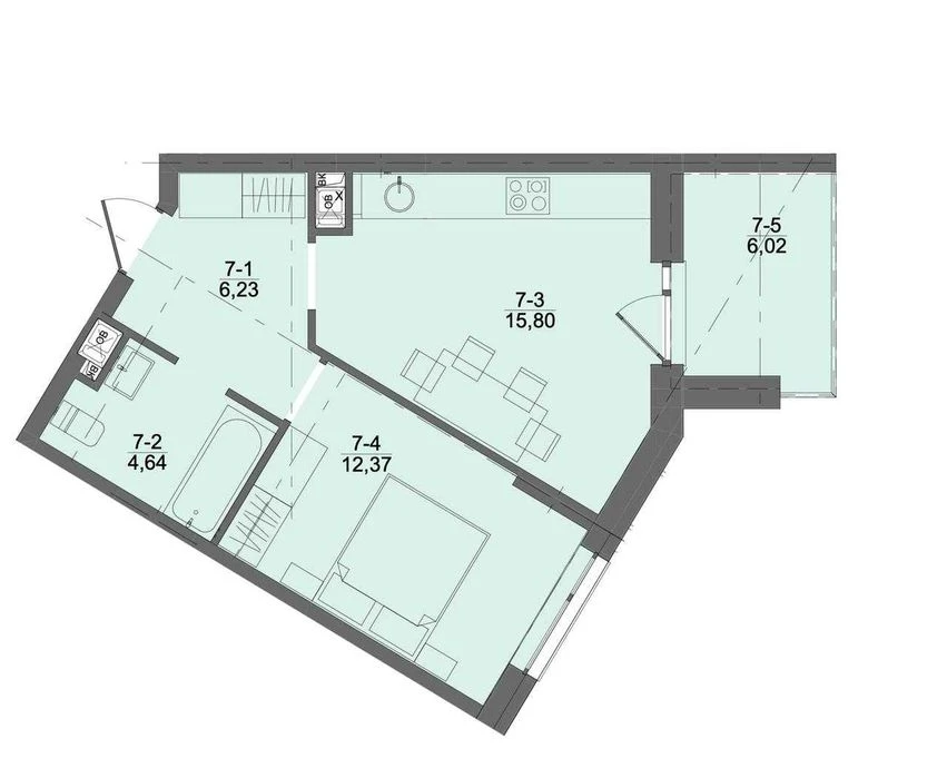No commission\ For sale 1-room apartment 42m2\ Residential complex Fruktova Aleya, Pod