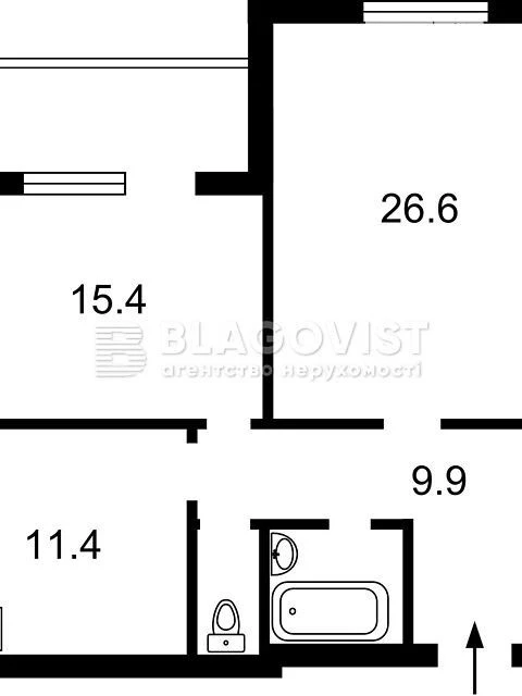For sale 2-room apartment 72.6 sq. m. on Darnytskyi Blvd. 8 • ID 3473