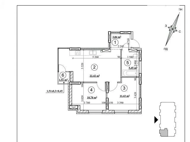 Sale of 2-room apartment 58 sq. m. on Ismail Gasprinskoho St. 3