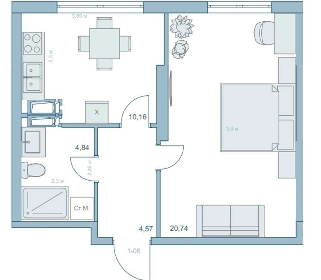 Sale of 1-room apartment 40.31 m², Stepana Rudanskogo str