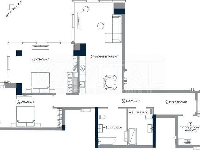 Продажа 2к квартиры 111 кв. м по ул. Антоновича 136-138 • ID