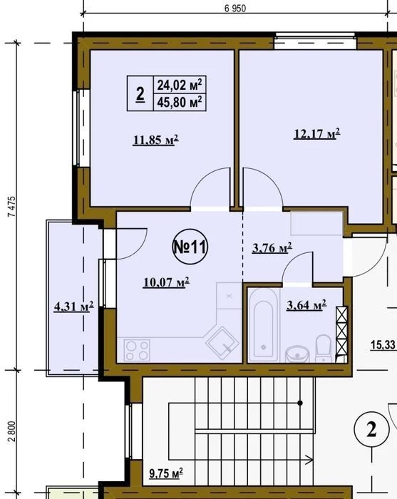Two-room apartment forest city Lisova Bykivnya