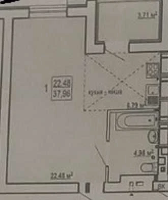 REAL 1-room apartment 38 m2 in the residential complex HYDROPARK MV