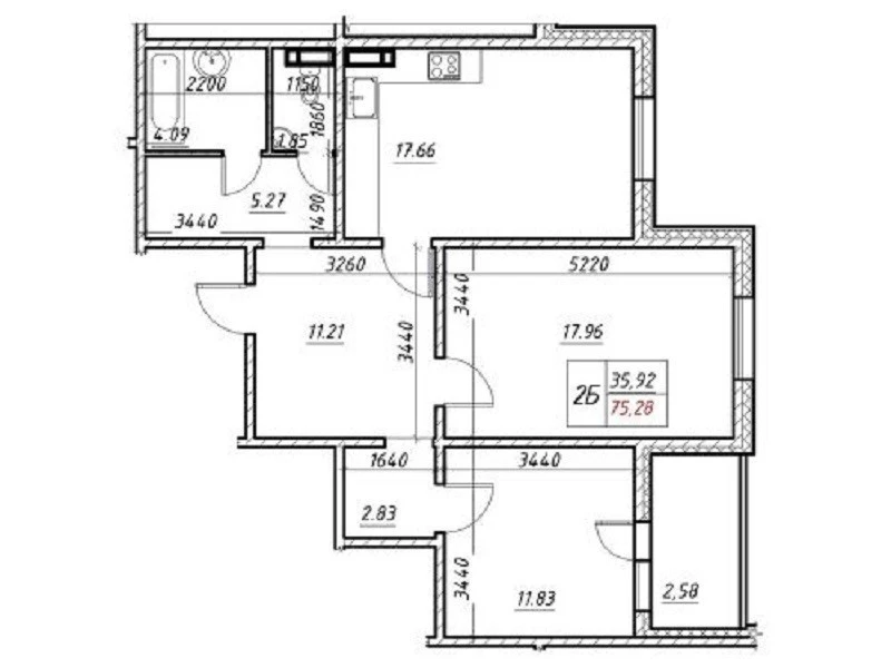 For sale: 2-room apartment, 66 m², Konoplyanskaya St., 22A