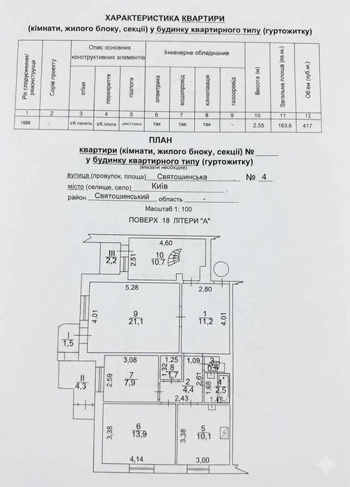 For sale 5-room two-story apartment 163.6 m² about a meter