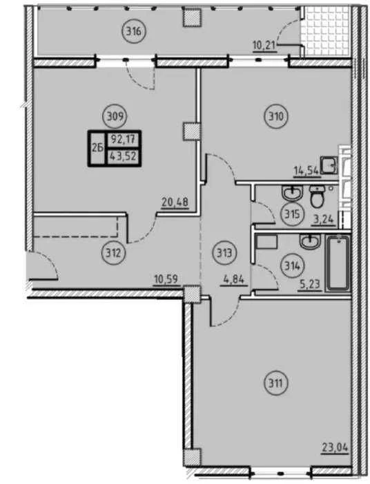 Urgent sale!! Spacious 2-room apartment in a new building