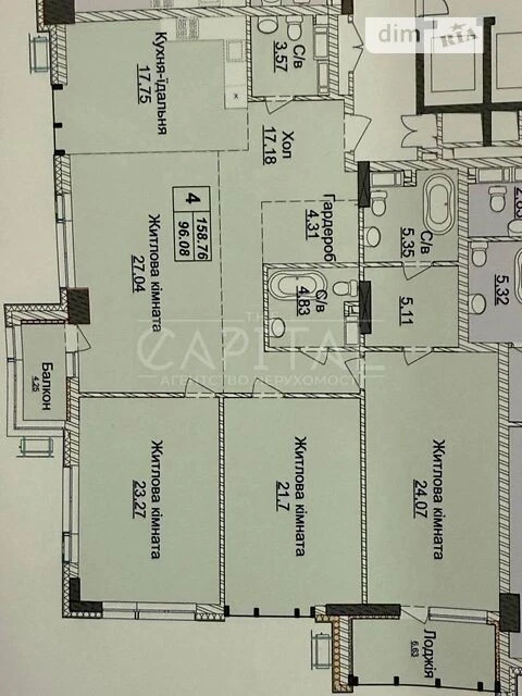 Sale of 3-room apartment 159 sq. m on Andriy Verkhoglyada St. 1-20A