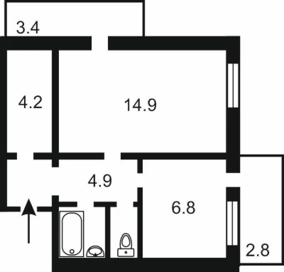 Без комиссии. Продажа: Однокомнатная квартира в Подольском районе.