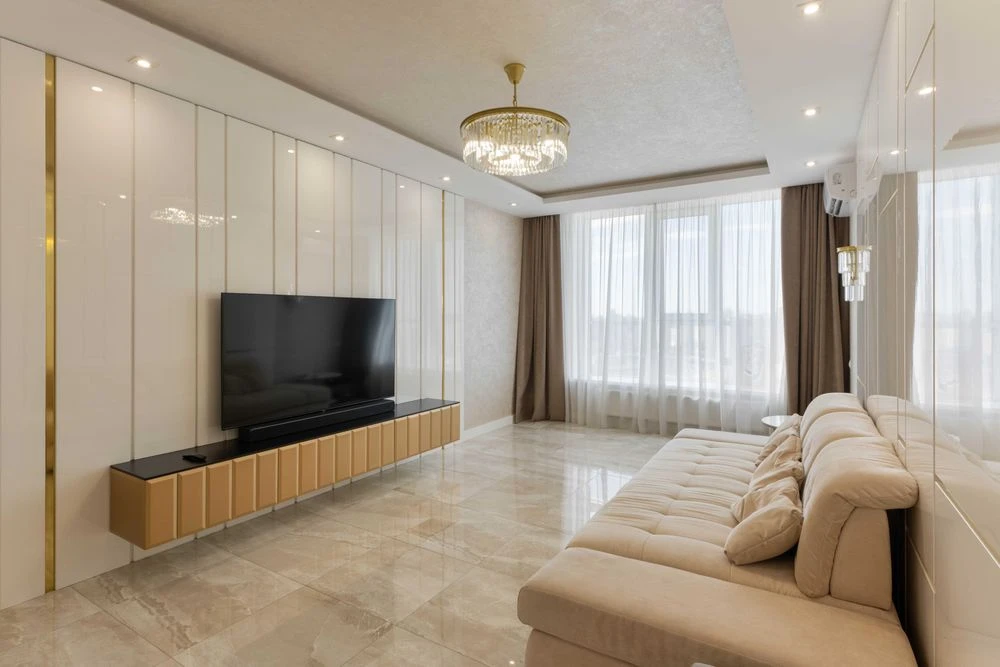 WITHOUT% 2-level apartment with a terrace in the Victory V residential complex, furniture, equipment