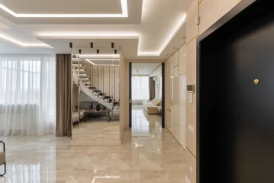 WITHOUT% 2-level apartment with a terrace in the Victory V residential complex, furniture, equipment