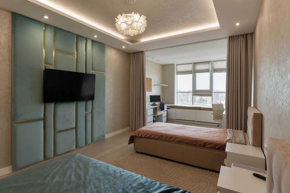 WITHOUT% 2-level apartment with a terrace in the Victory V residential complex, furniture, equipment