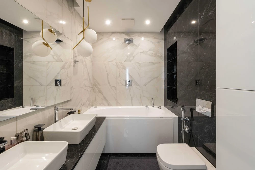 WITHOUT% 2-level apartment with a terrace in the Victory V residential complex, furniture, equipment