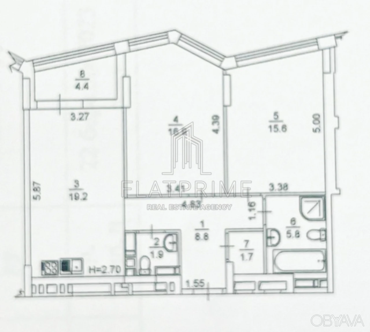 2-room apartment, 74 sq.m.