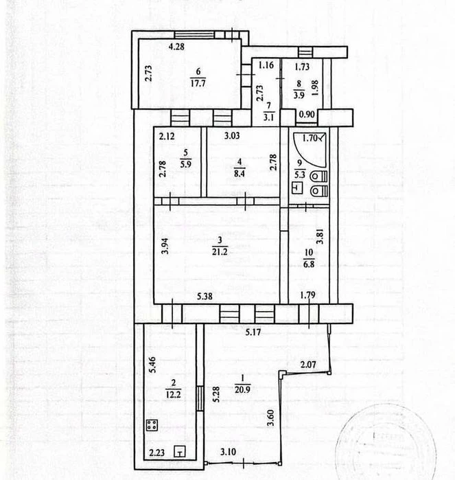 Buy an apartment with a private yard and parking in the center