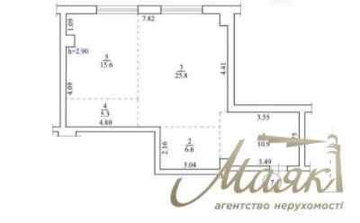 Sale of a 2-room apartment of 64.1 m2 without renovation in the residential complex Bulvar Fontaniv