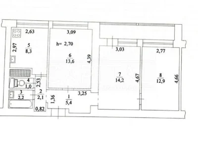 Sale of 2-room apartment 63 sq. m on Lesi Ukrainky Blvd. • ID 34659