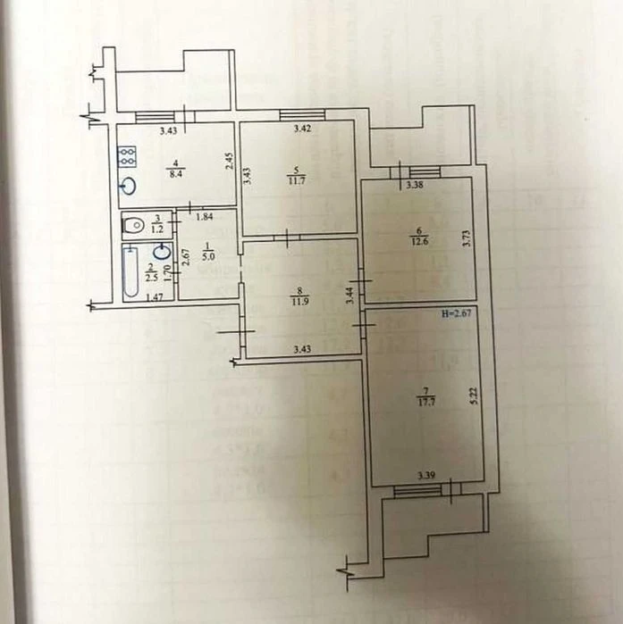 Three-room apartment for sale on Shishkovka. (404663)