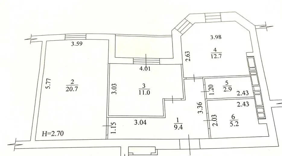 2-room apartment for renovation, 65 sq. m., Sokolniki residential complex! Center!