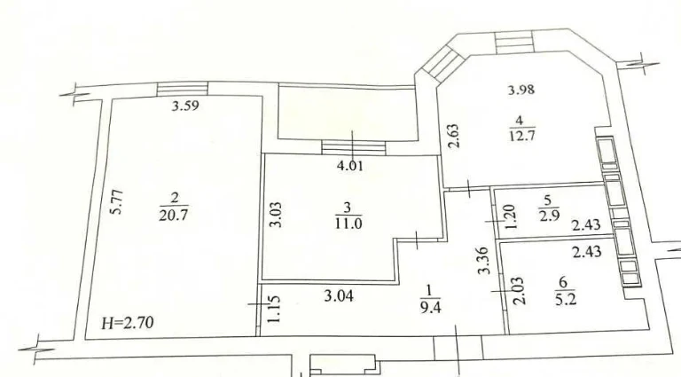 2-room apartment for renovation, 65 sq. m., Sokolniki residential complex! Center!