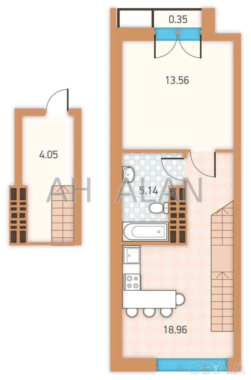 1-room apartment, 42.7 sq.m.