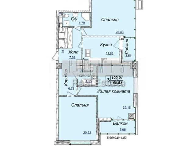 Sale of 3-room apartment 109.1 sq. m. on Andriy Verkhoglyada St. 19B