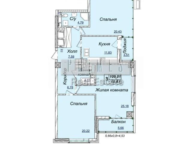 Sale of 3-room apartment 109.1 sq. m. on Andriy Verkhoglyada St. 19B