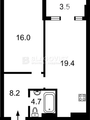 Sale of 1-room apartment 53 sq. m on Beresteyskyi Avenue 11 • ID
