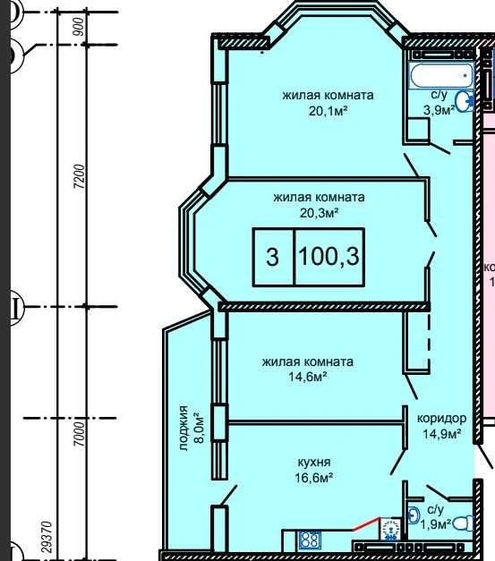 Продам 3-комн. квартиру в ЖК Вернисаж 103м без ремонта (Таи