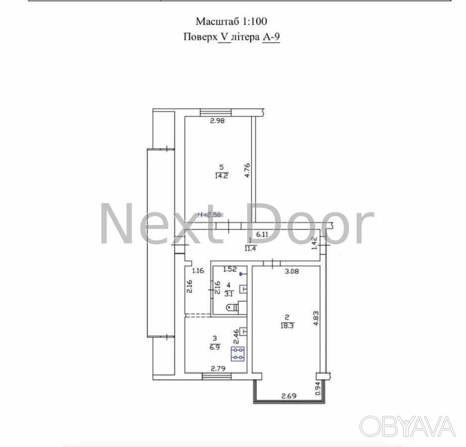2-room apartment, 63.2 sq.m.