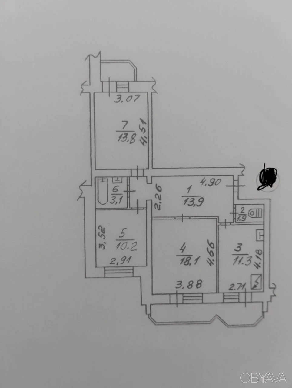 3-room apartment, 76 sq.m