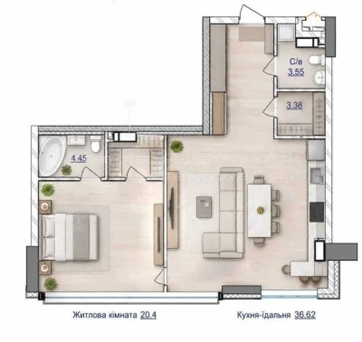 Without % - Sale of a 2-room apartment of 75m2 in the residential complex "Novopecherskiy"