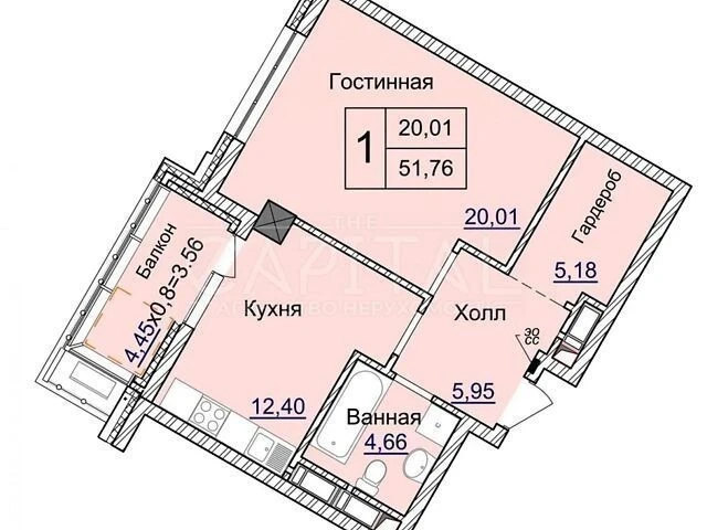 For sale 1-room apartment 52 sq. m. on Saperne Pole st. 3 • ID 3469