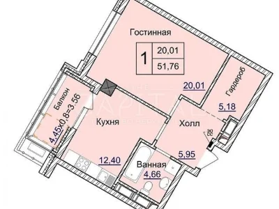For sale 1-room apartment 52 sq. m. on Saperne Pole st. 3 • ID 3469