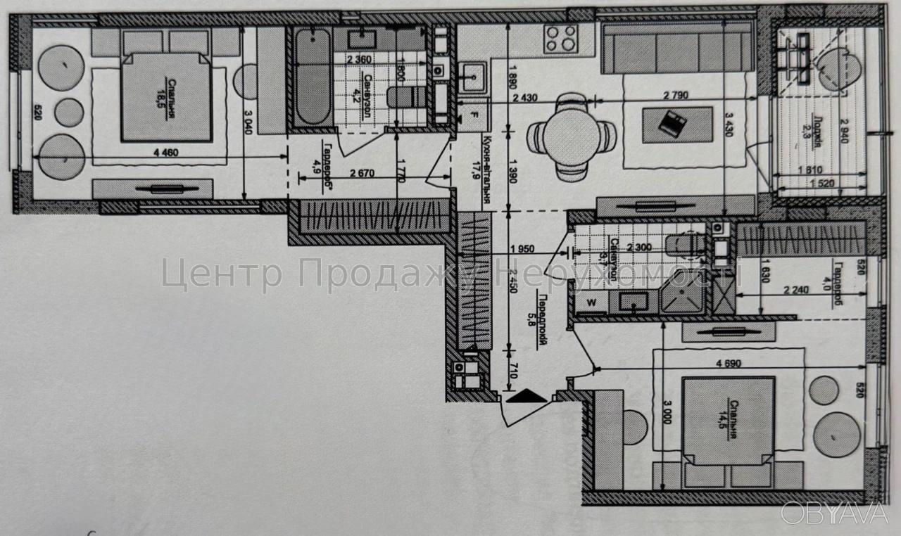 2-room apartment, 71 sq.m.