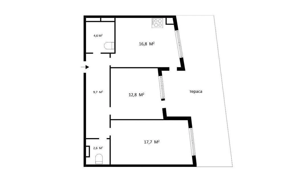 Residential complex Italian Quarter | 2-room apartment 74 m² | Gas | Terrace | B