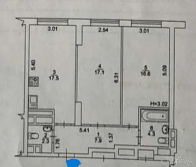 1-room apartment, 66 sq.m