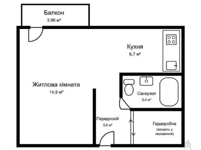 Sale of 1-room apartment 29.8 sq. m. on Solomyanska Street 28 • ID 3