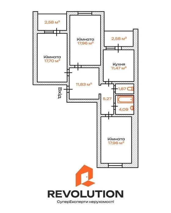 No commission. 3-room apartment for sale 93.29m2, Navigator 2 residential complex, st.