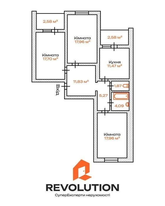 No commission. 3-room apartment for sale 93.29m2, Navigator 2 residential complex, st.