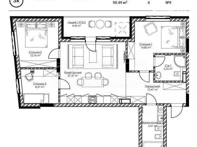 Sale of 3-room apartment 92 sq. m on Naberezhno-Rybalskaya street