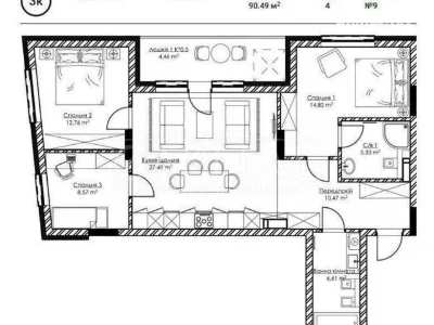 Sale of 3-room apartment 92 sq. m on Naberezhno-Rybalskaya street