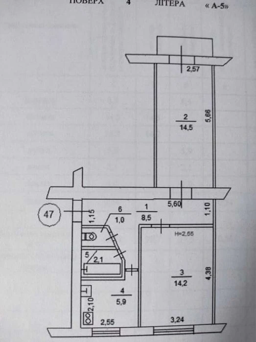 2-room apartment for sale on the right