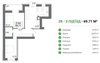 Здана! Готова до ремонту велика 2 кімнатна квартира з видом