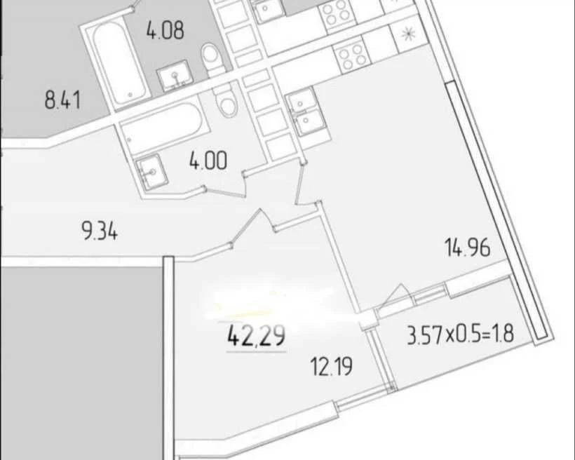 1 к.квартира в ЖК "67 Жемчужина" на Краснова, 383015