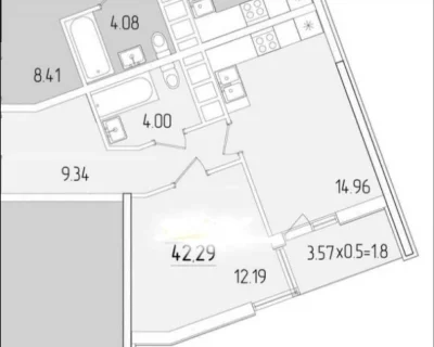 1 к.квартира в ЖК "67 Жемчужина" на Краснова, 383015