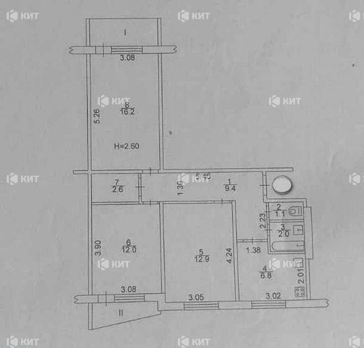 3 rooms 68 sq.m. Northern Saltovka 1, metro Saltovskaya, Lesya Serdyuka (K